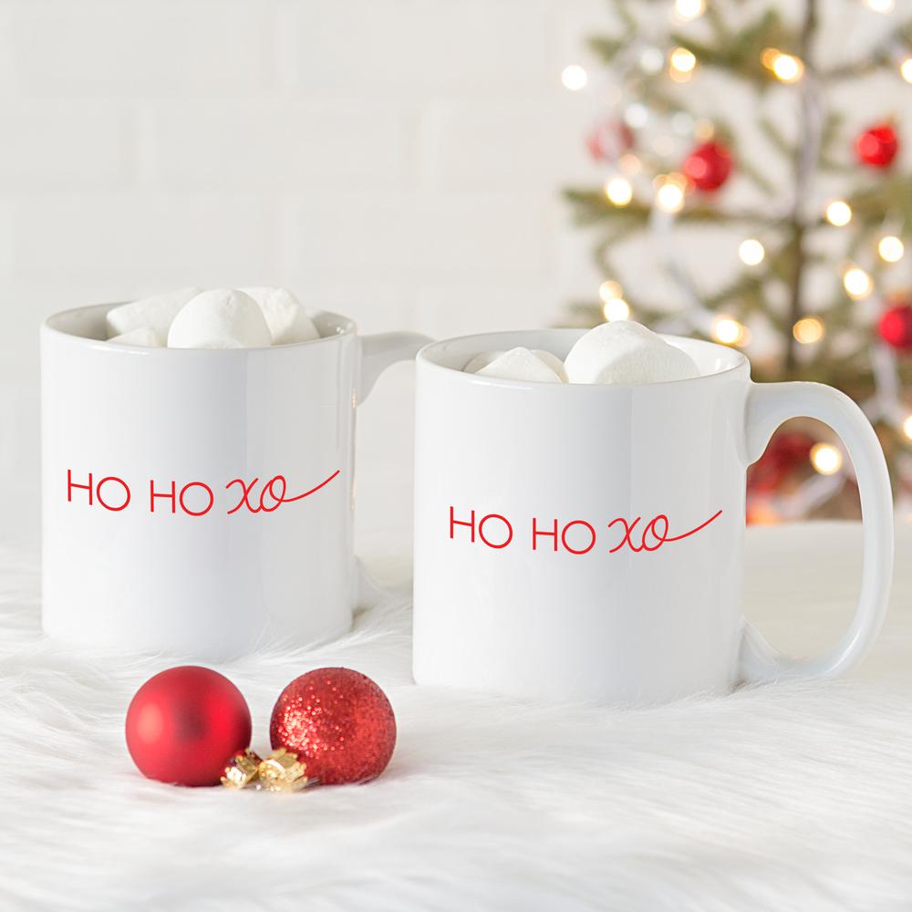 Cathy S Concepts Ho Ho Xo 20 Oz White Ceramic Christmas Mug Set Of 2 H18 3900ho The Home Depot