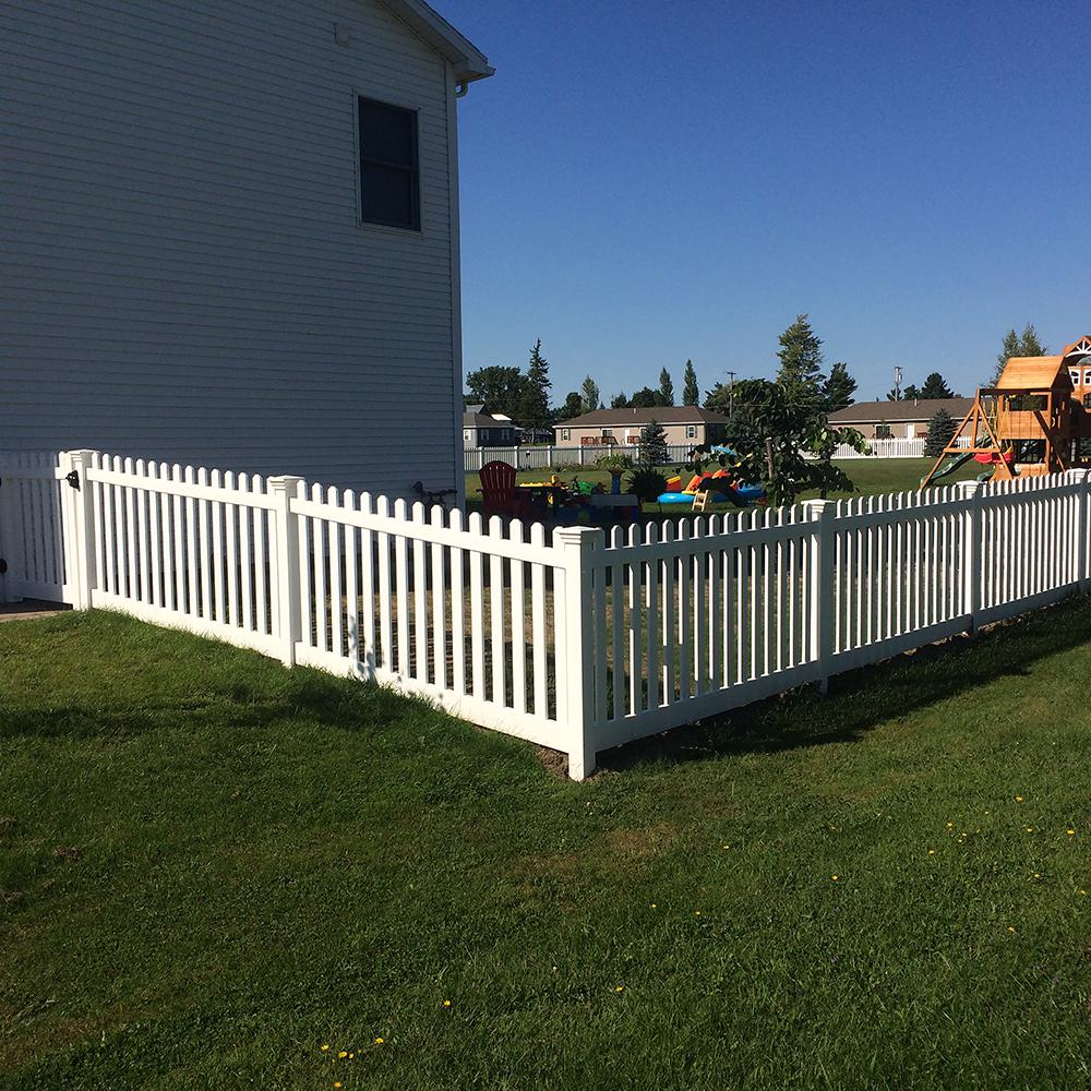 Weatherables Spokane 4 Ft X 6 Ft White Vinyl Picket Fence Panel Ez Pack Pwpi Thd3r5 5 4x6de The Home Depot