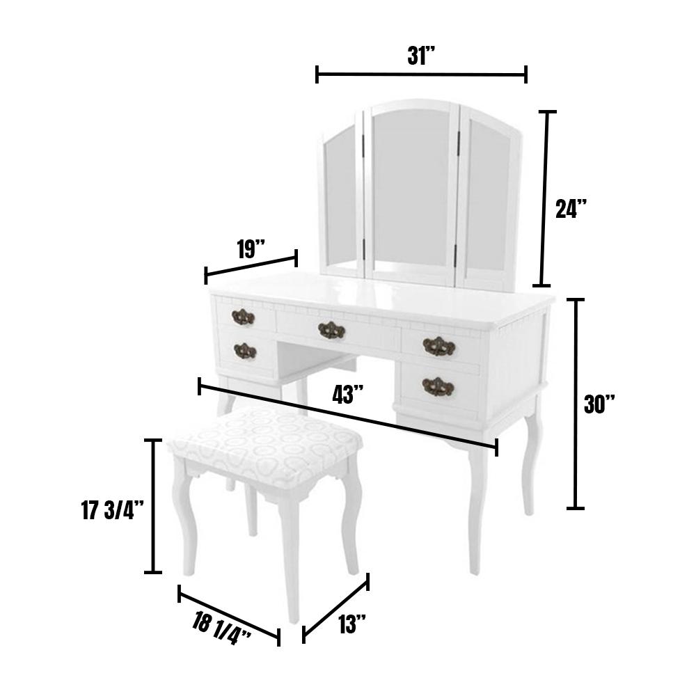 unicorn vanity table and stool set