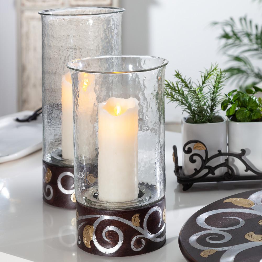 Gl 16 In H Wood Inlay Candleholdr 94754 The Home Depot Gl 16 In H Wood Inlay Candleholdr