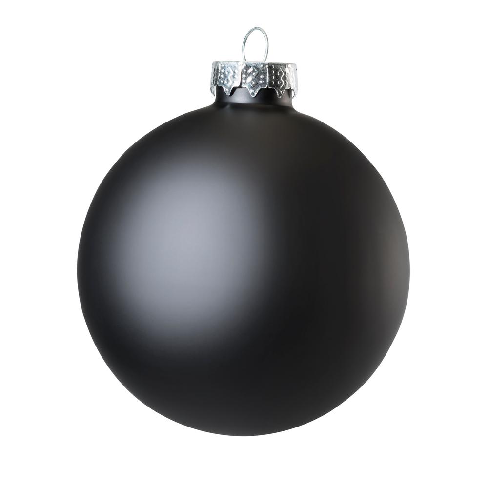 3.75 in. Black Matte Glass Christmas Ornament (8-Pack)