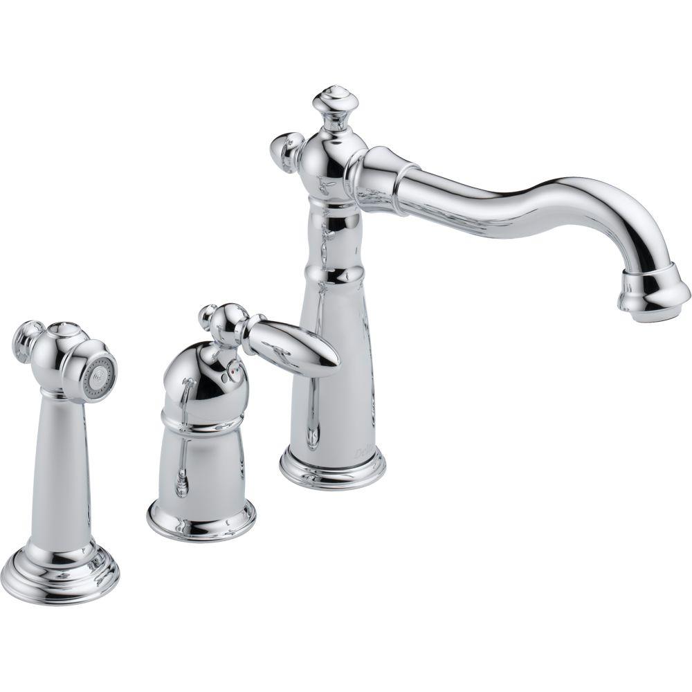 Delta Victorian Single Handle Standard Kitchen Faucet With Side