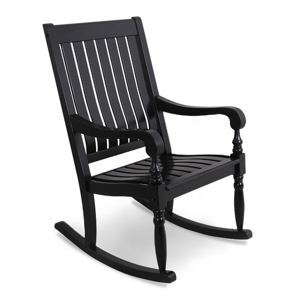 Cambridge Casual Lyon Oversized Black Wood Outdoor Rocking Chair-HD
