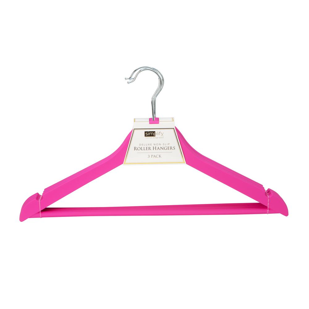 Simplify Rubberized Wood-like Roller Hanger (3-Pack)-23185-FUCHSIA ...