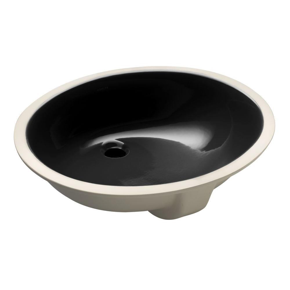 Oval Kohler Black Undermount Bathroom Sinks Caxton Vitreous China Undermount Bathroom Sink In Black With Overflow Drain