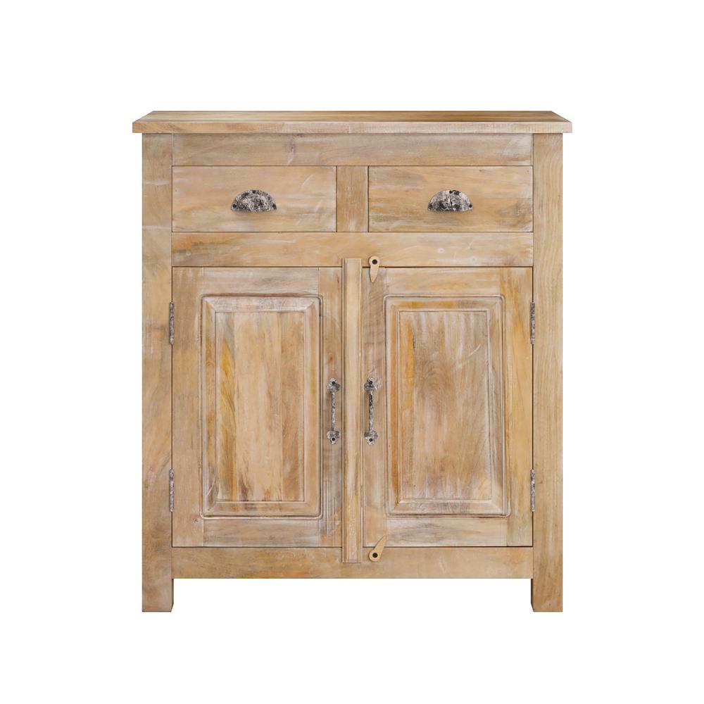 Handy Living Natural Distressed Routon Hand Painted 2 Door Wood