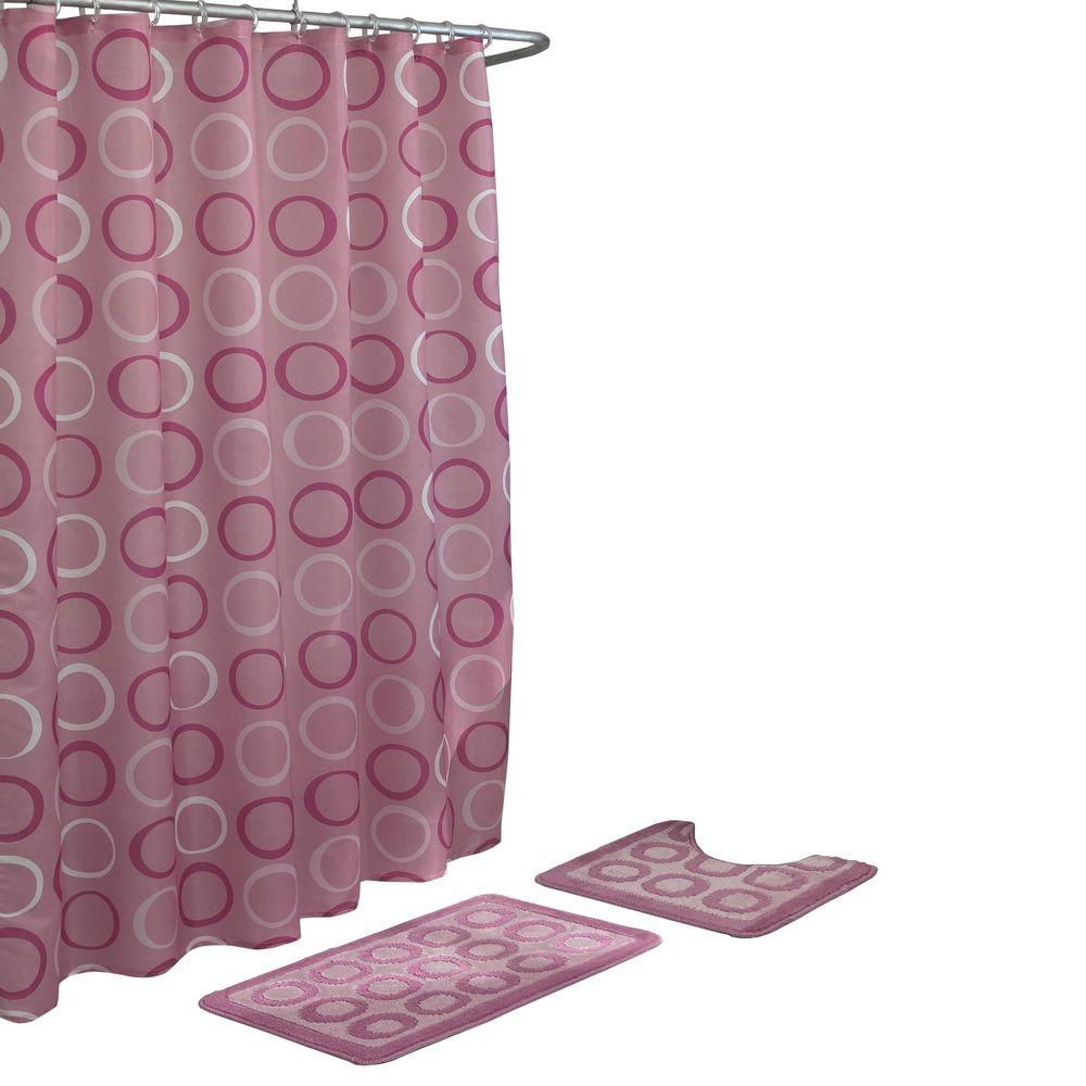Bath Fusion Terrell Dusty Rose 15 Piece Bath Rug And Shower
