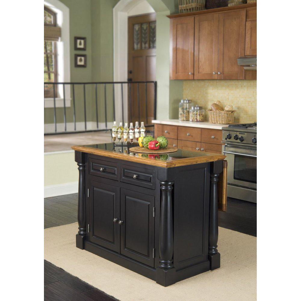 Monarch Black And Oak Kitchen Island With Granite Top