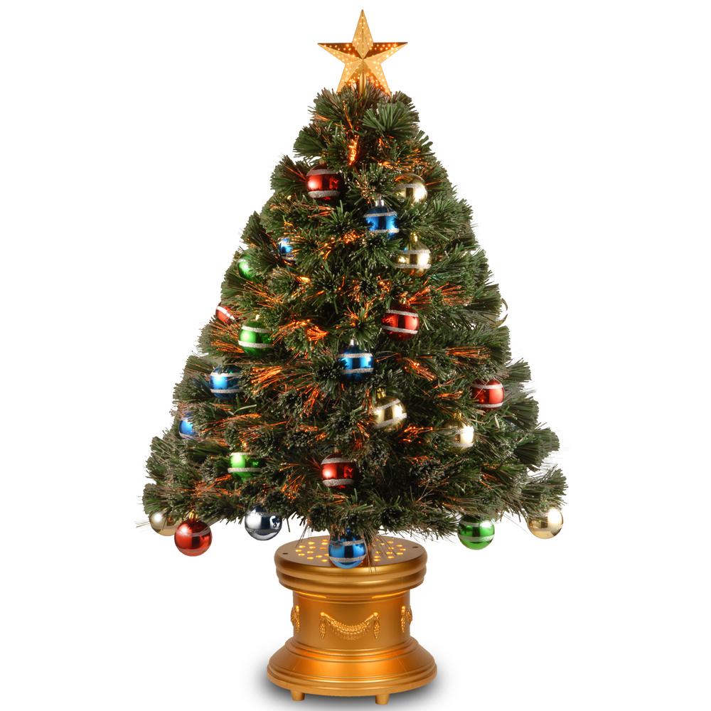 National Tree Company 3 ft. Fiber Optic Fireworks Artificial Christmas Tree with Ball Ornaments