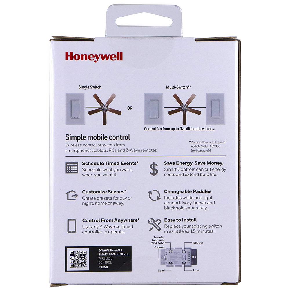 Honeywell Z Wave Plus In Wall Smart Fan Control Switch 39358 The