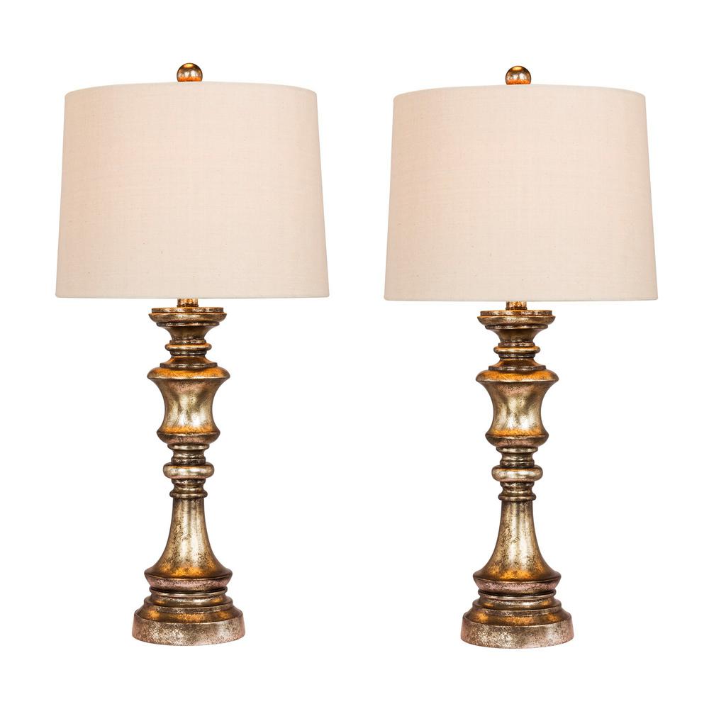 Fangio Lighting Pair of 27.75 in. Candlestick Resin Table Lamps in a ...