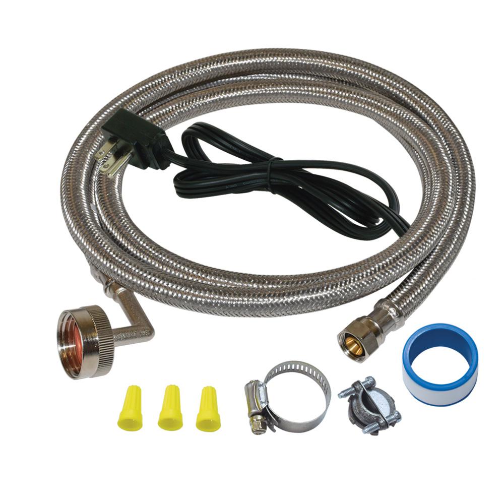 Eastman 6 Ft Stainless Steel Dishwasher Installation Kit With Elbow And Cord 41146 The Home Depot