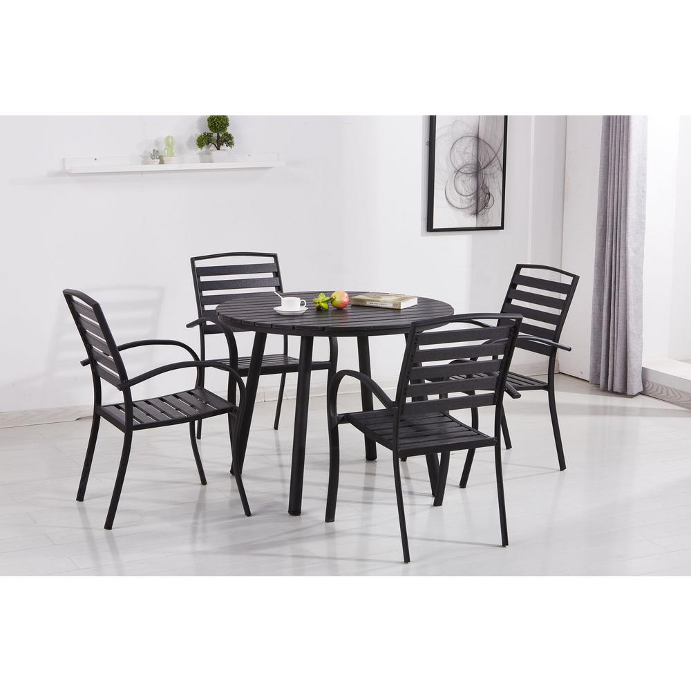 Modern Contemporary Black 5-Piece Metal Round Outdoor ...