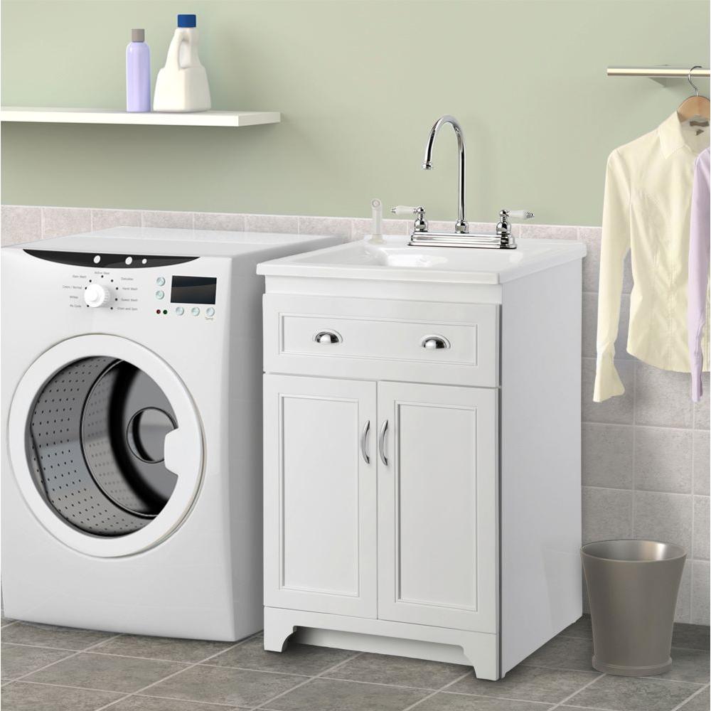 Foremost Keats 24 In Laundry Vanity White And Abs Sink Faucet Kit Foremost Keats 24 In Laundry Vanity White And Abs Sink Faucet Kit