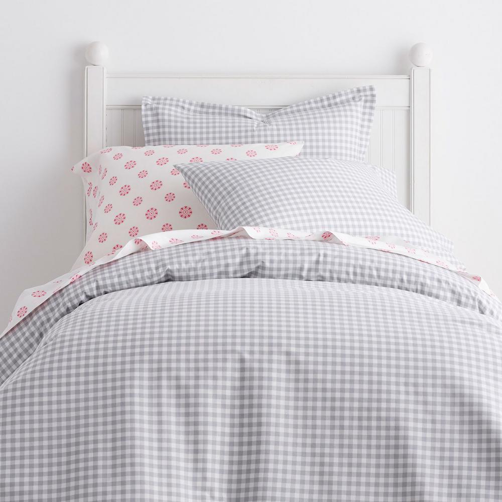 Company Kids By The Company Store Gingham Gray Cotton Percale Full