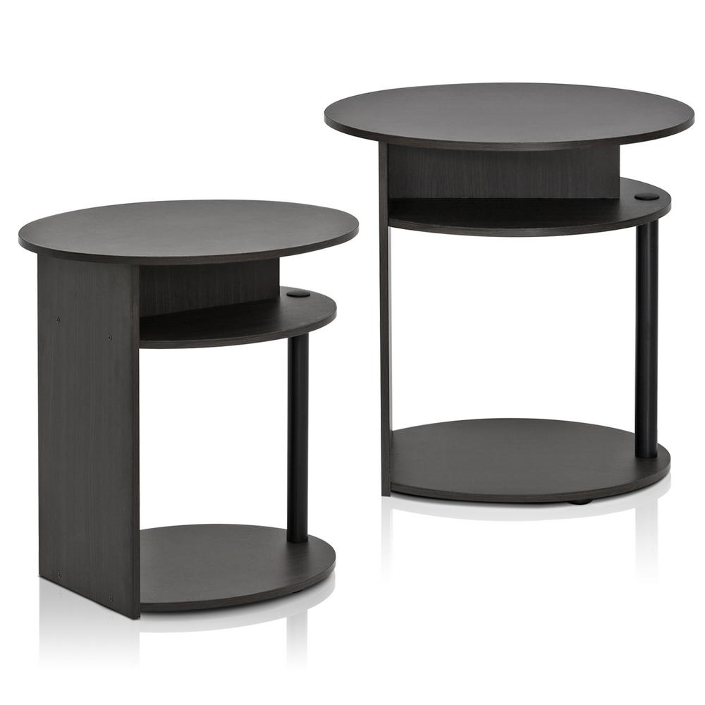 Furinno Jaya Walnut Simple Design End Table 2 Pack 2 WNBK The Home Depot