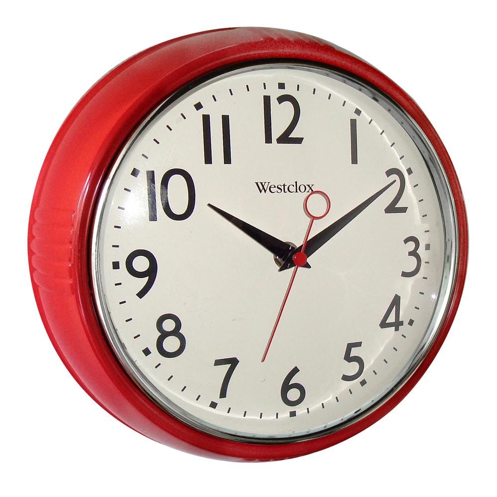 Westclox 9 5 In Red Retro Wall Clock 32042r The Home Depot