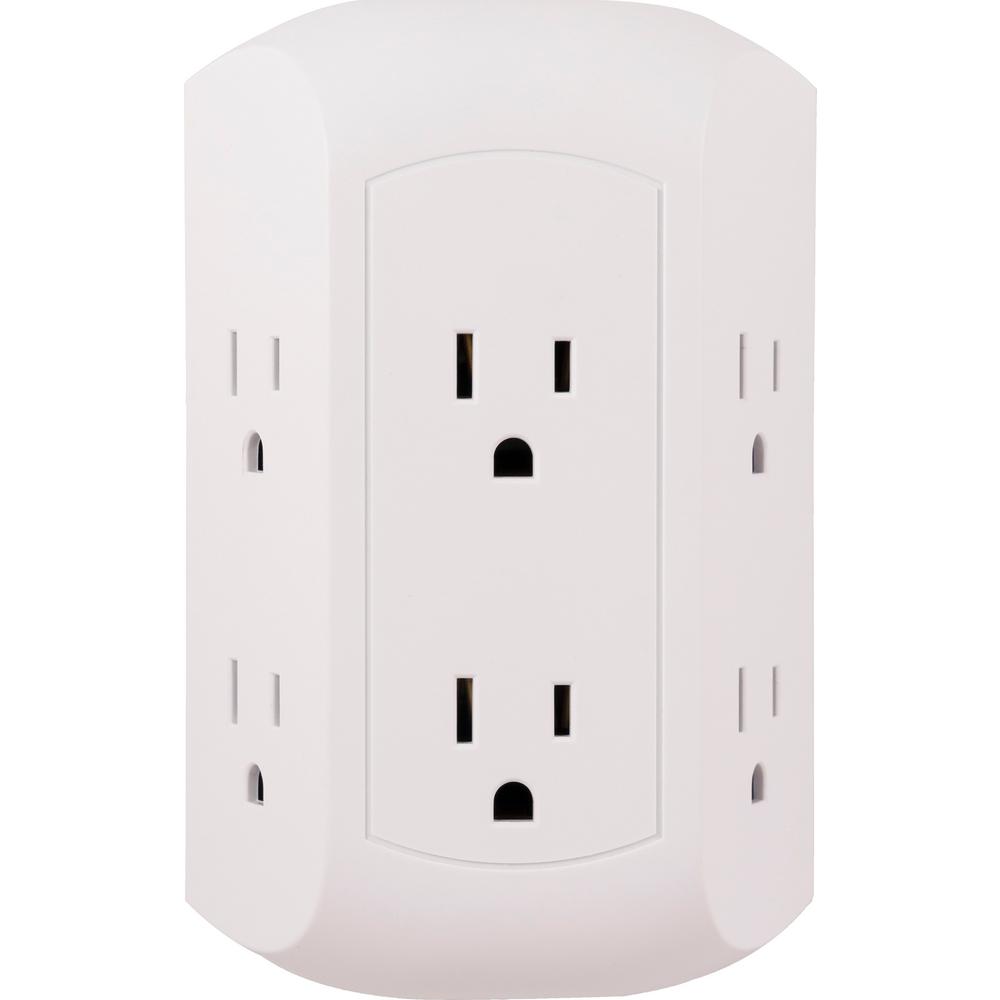 GE Grounded 6Outlet Wall Tap Surge Protector, Adapter Spaced Outlets