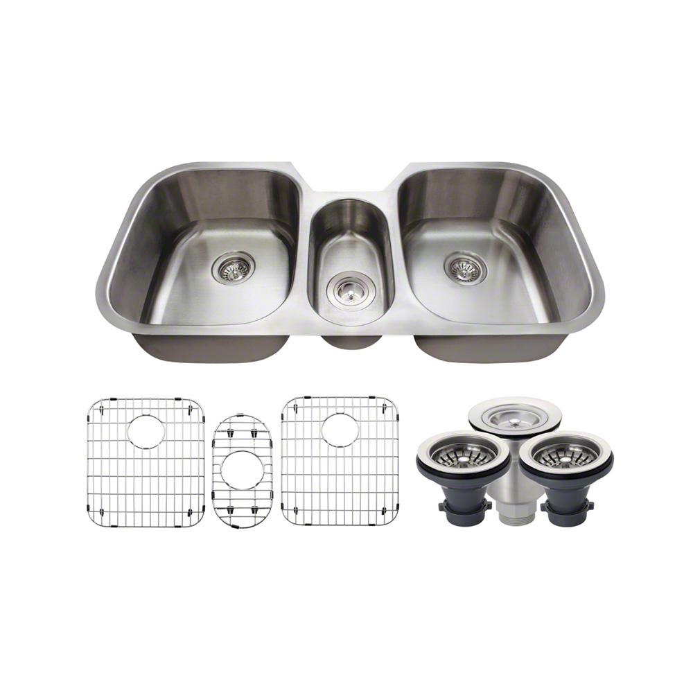 Polaris Sinks Undermount Stainless Steel 43 in. Triple Bowl Kitchen