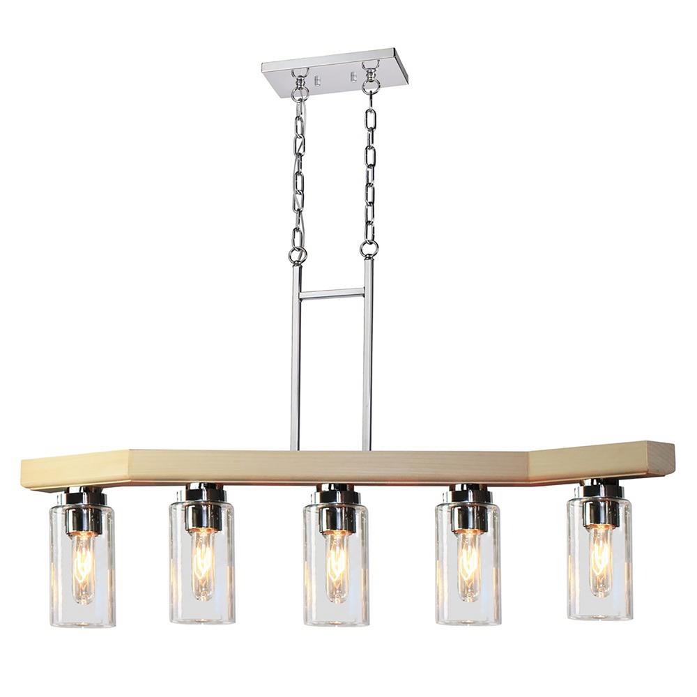 Wood Pool Table Lights Lighting The Home Depot 5 Light Dark Wood And Chrome Billiard