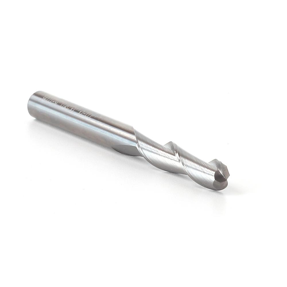 1/8" Ball Nose Solid Carbide Spiral End Mill – R1/16 Radius, 32mm Cutting Depth, 1/8" Shank For CNC Routers & Milling Machines