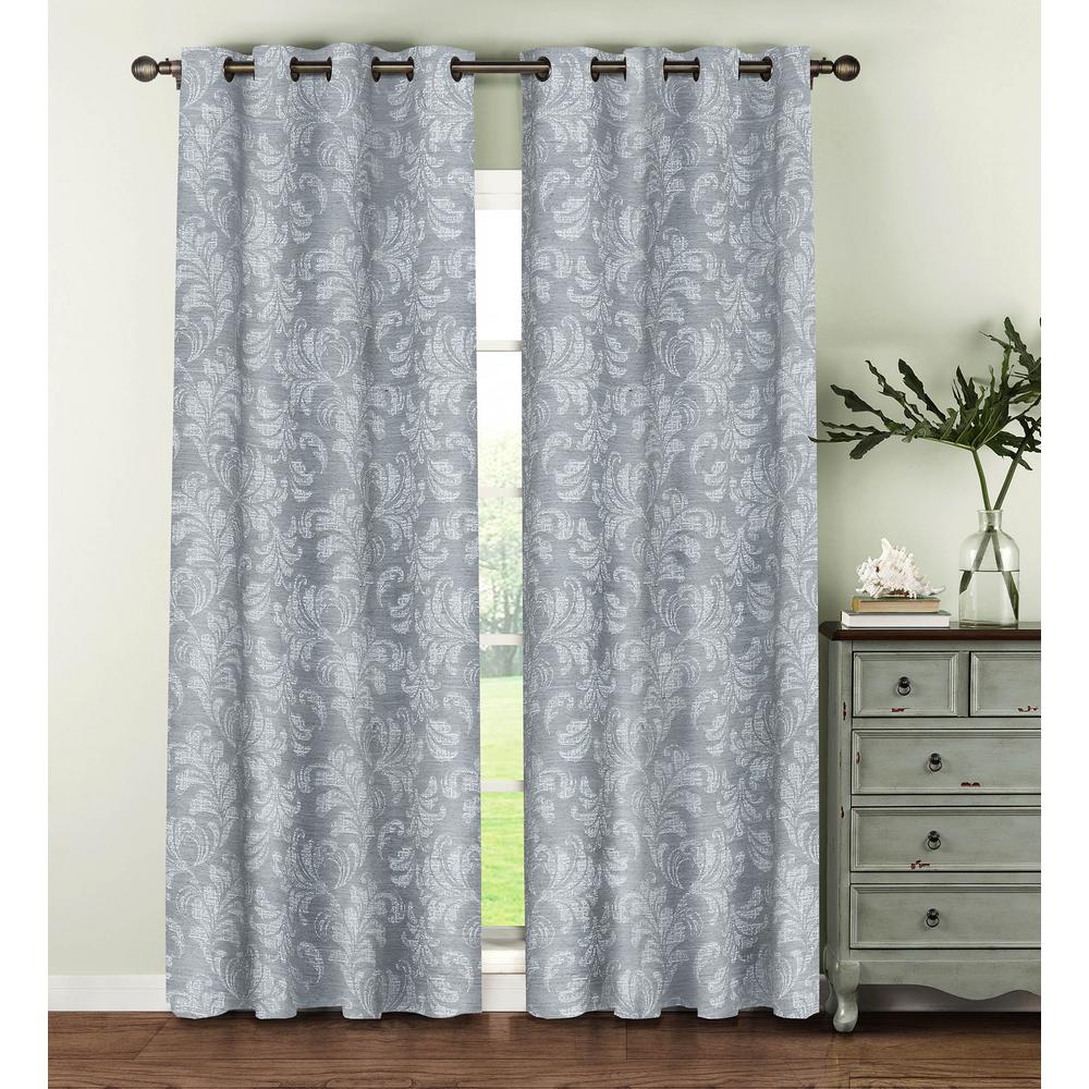 Window Elements Semi Opaque Dover Linen Blend 96 In L Grommet Semi Opaque Dover Linen Blend 96 In L Grommet Curtain Panel Pair Grey Set Of 2