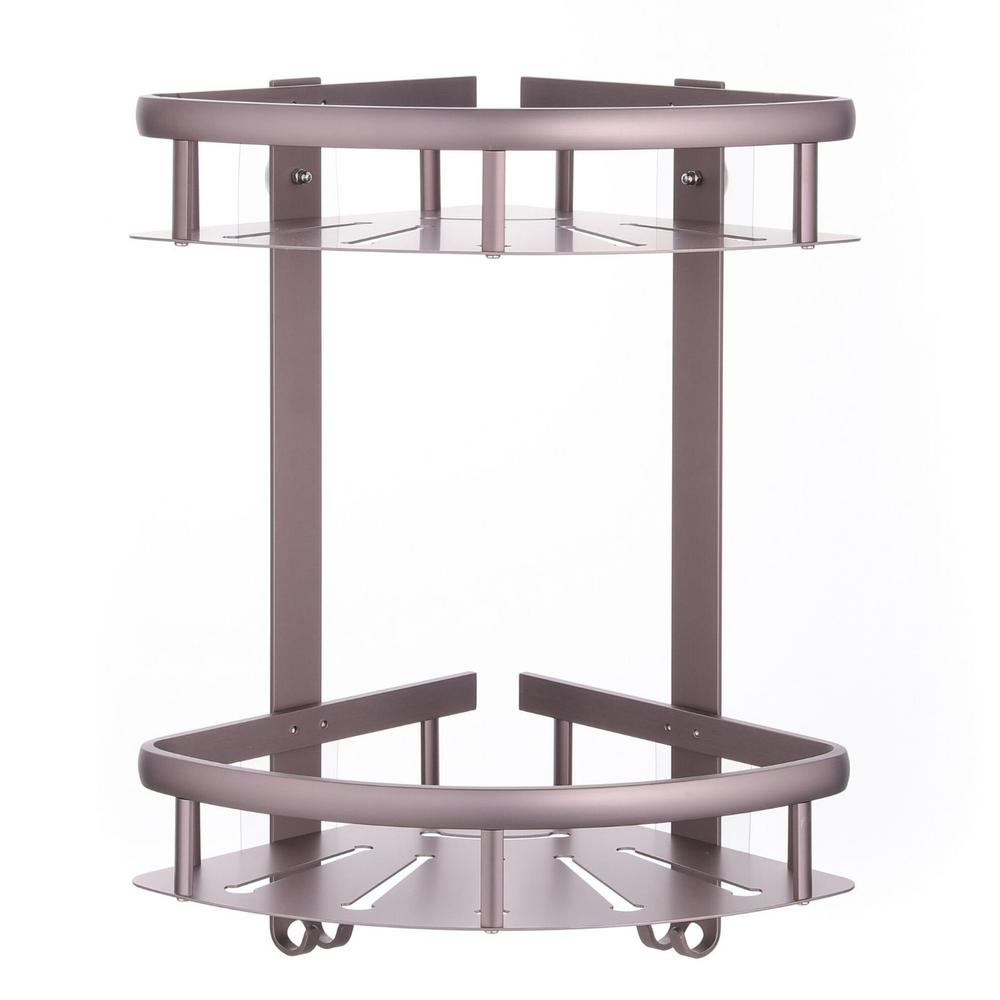 TOOLKISS Aluminum Corner Shower Caddy with Wall Mount Adhesive Sticker