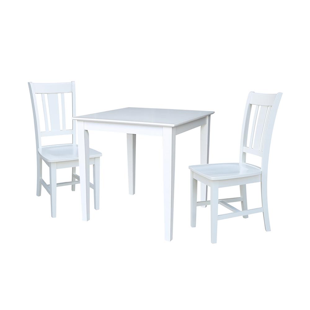 White Dining Room Sets Kitchen Furniture The Emma 3 Piece White Solid Wood Dining Set