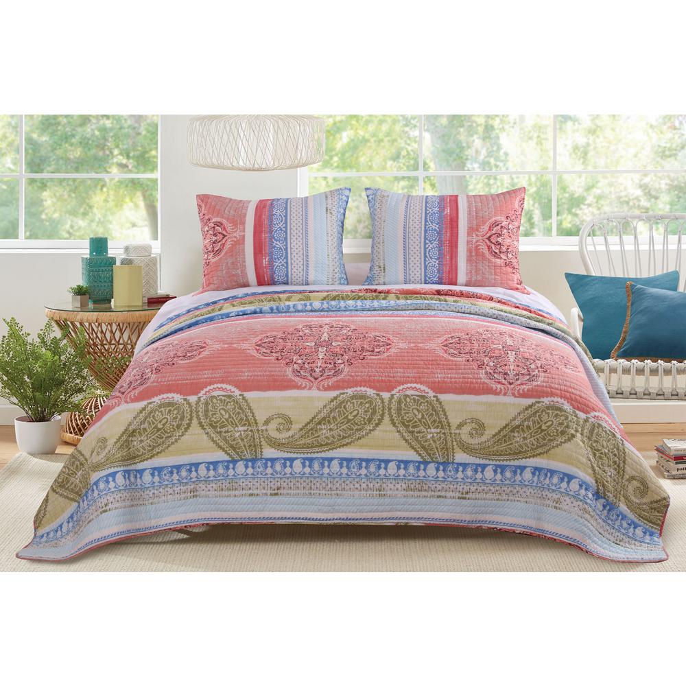 UPC 636047365118 product image for Barefoot Bungalow Hillsborough Coral 3-Piece Full/Queen Quilt Set, Pink | upcitemdb.com