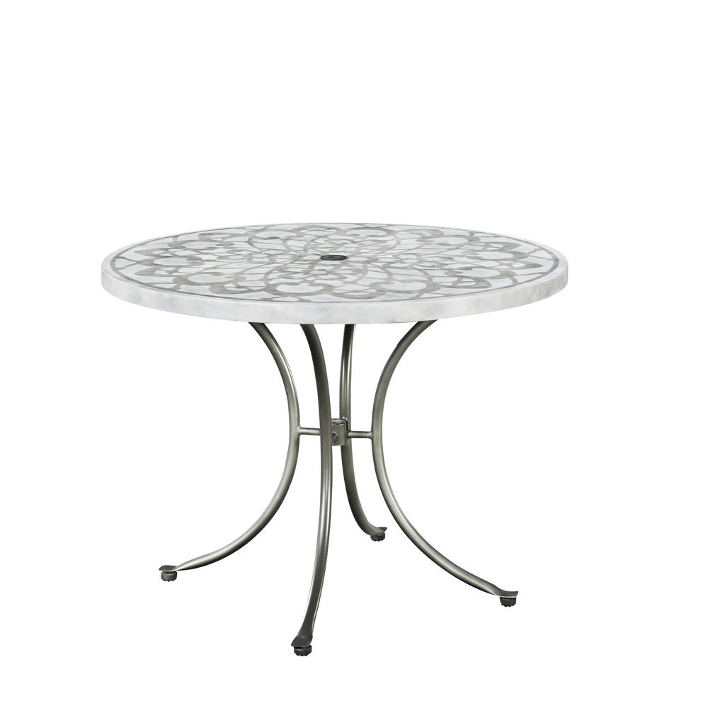 Homestyles Capri Gray Round Concrete Stenciled Outdoor Dining