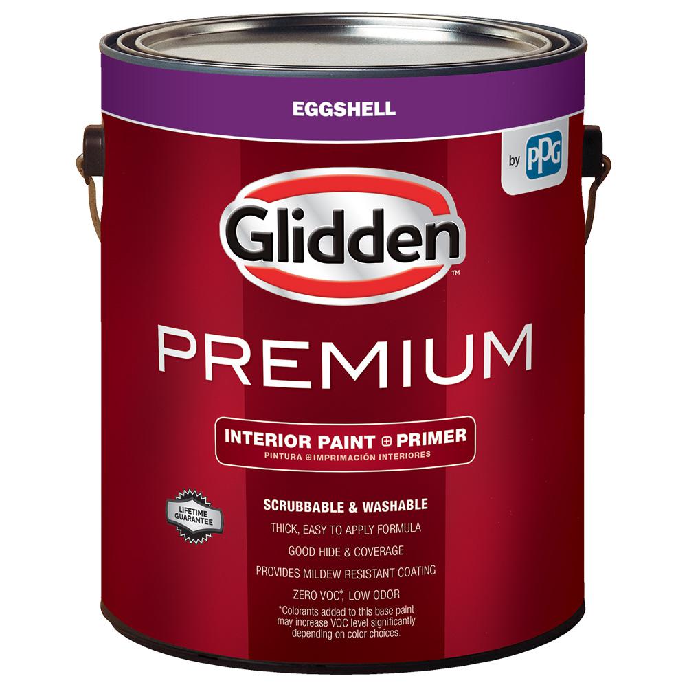 Glidden Premium 1 gal. Base 1 Eggshell Interior Paint, White 2 can