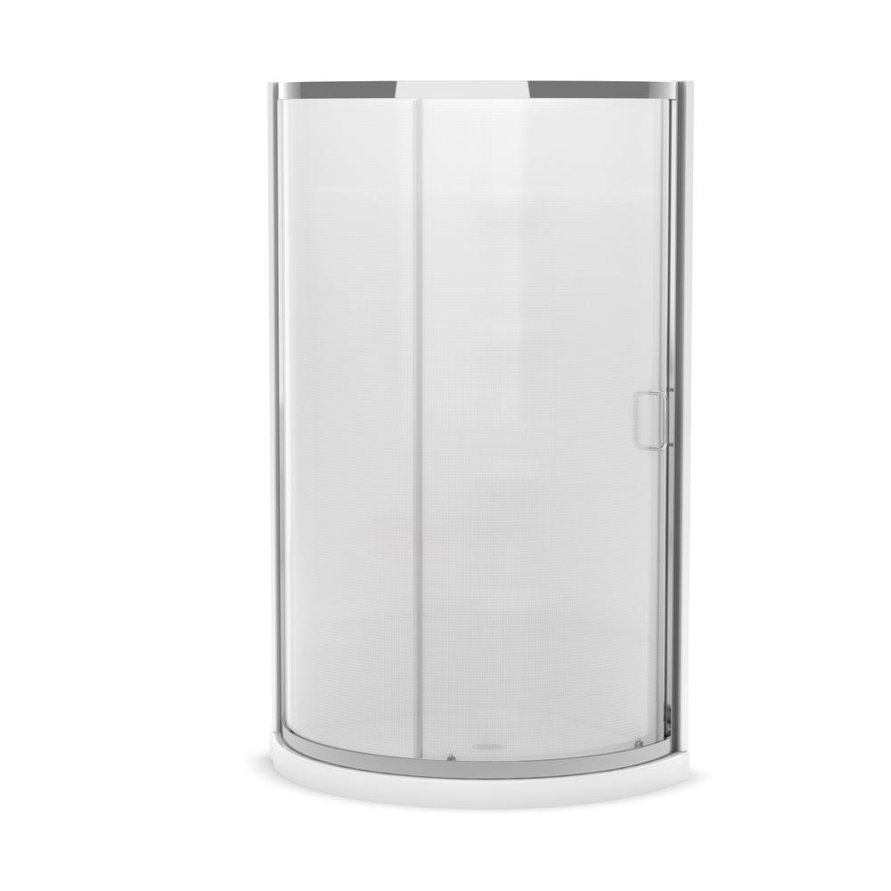 MAAX Cyrene 34 in. x 76 in. SemiFrameless Round Sliding Shower Door in Chrome Mistelite with