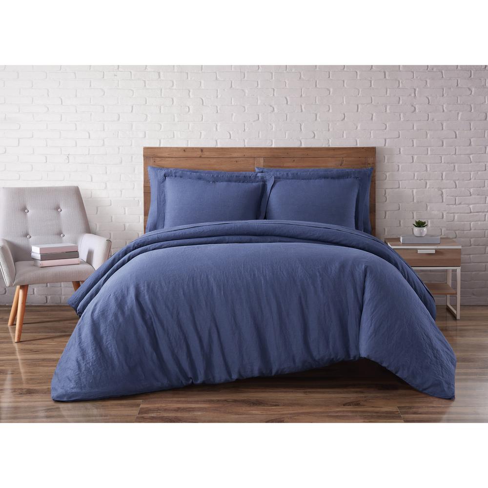 Brooklyn Loom Linen Navy King Duvet Set Dcs2469nvk 1800 The Home