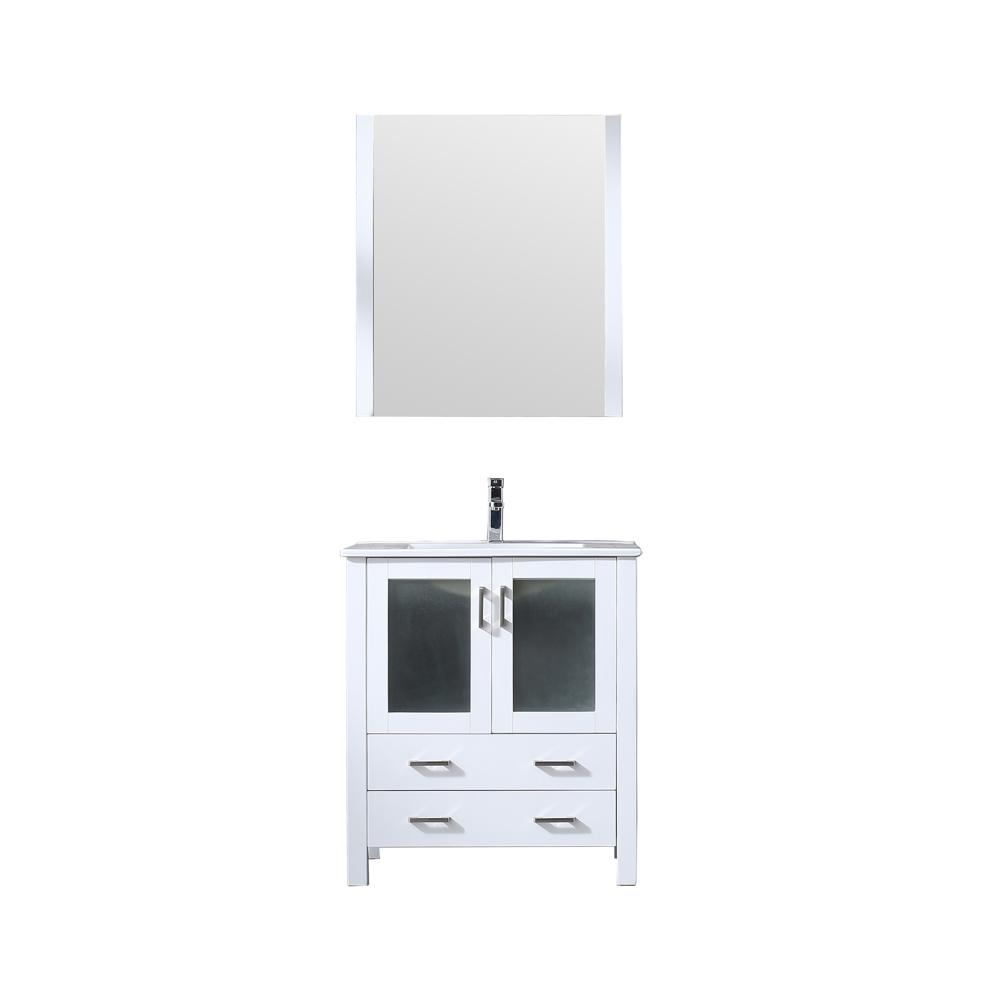 Lexora 30 In Single Bath Vanity White W Integrated Ceramic Top Square Sink 28 Mirror