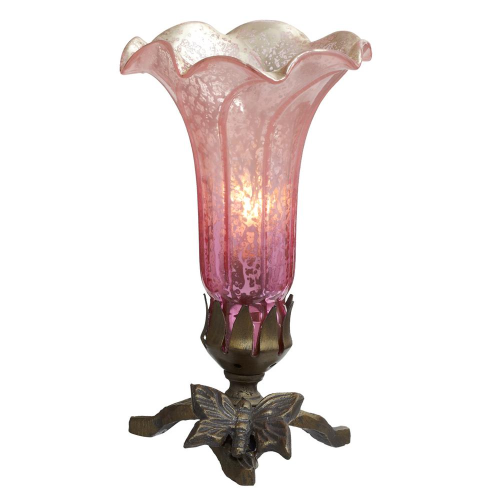 River of Goods 8 in. Pink Hand Blown Mercury Glass Lily Lamp with