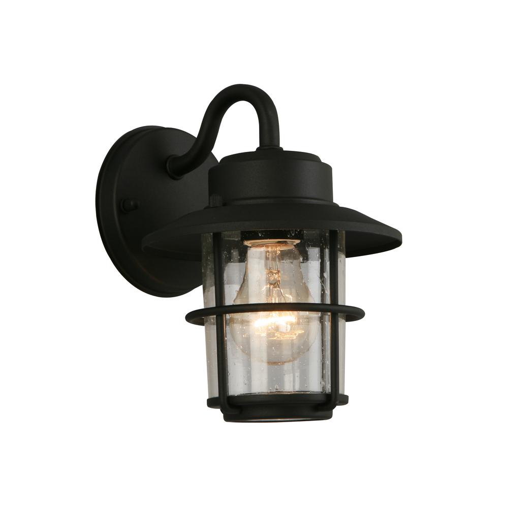 Hampton Bay 1 Light Black Outdoor Wall, Black Outdoor Integrated Led Wall Lantern Sconce 2 Pack