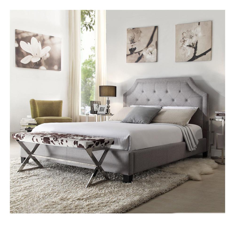 Homesullivan Monarch Grey King Upholstered Bed