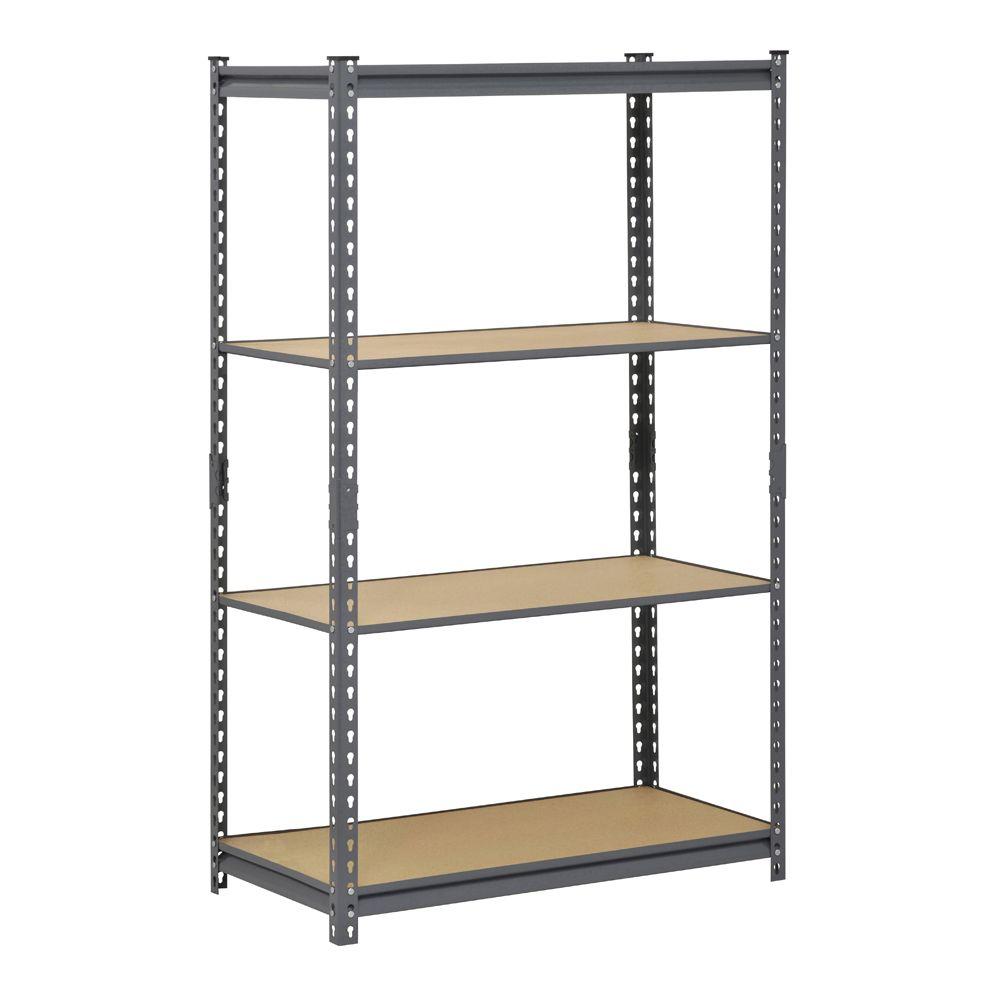 Edsal 60 In H X 36 W 18 D 4 Shelf Steel Commercial D 4 Shelf Steel Commercial Shelving Unit In Gray Ur361860 The Home Depot