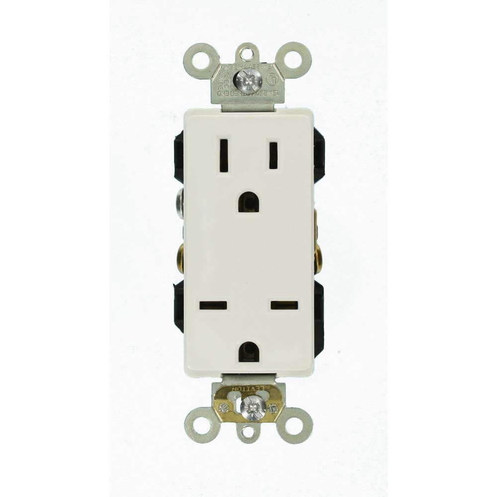 Leviton 15 Amp Commercial Grade Self Grounding Duplex Outlet Floor Box Ivory Nickel 25249 Sba The Home Depot
