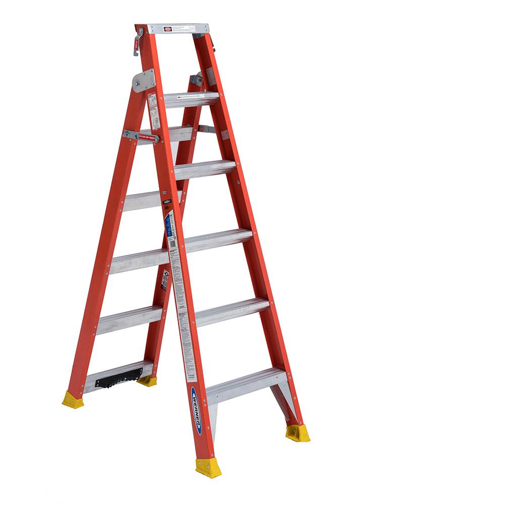 Werner 14 ft. Reach Aluminum Telescoping Multi-Position Ladder with 300 ...