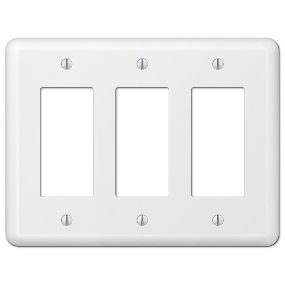 Amerelle Declan Steel 3 Decorator Wall Plate White Amerelle Declan Steel 3 Decorator Wall Plate White