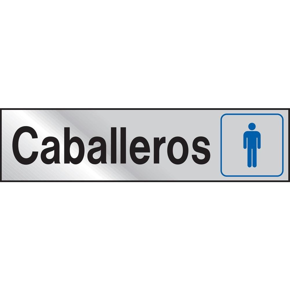 HYKO 2 in. x 8 in. Aluminum Caballeros Restroom Sign20818 The Home Depot