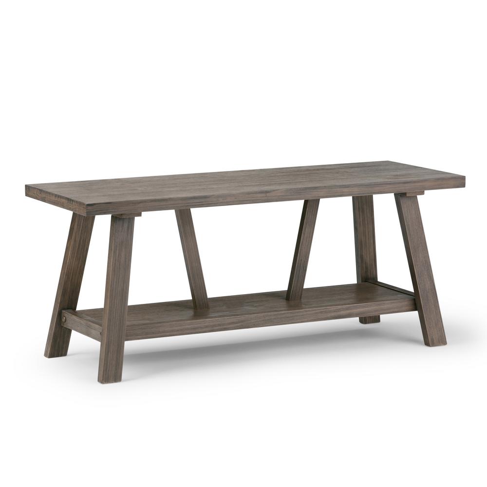 Simpli Home Dylan Driftwood Finish Bench3AXCDLN07 The Home Depot