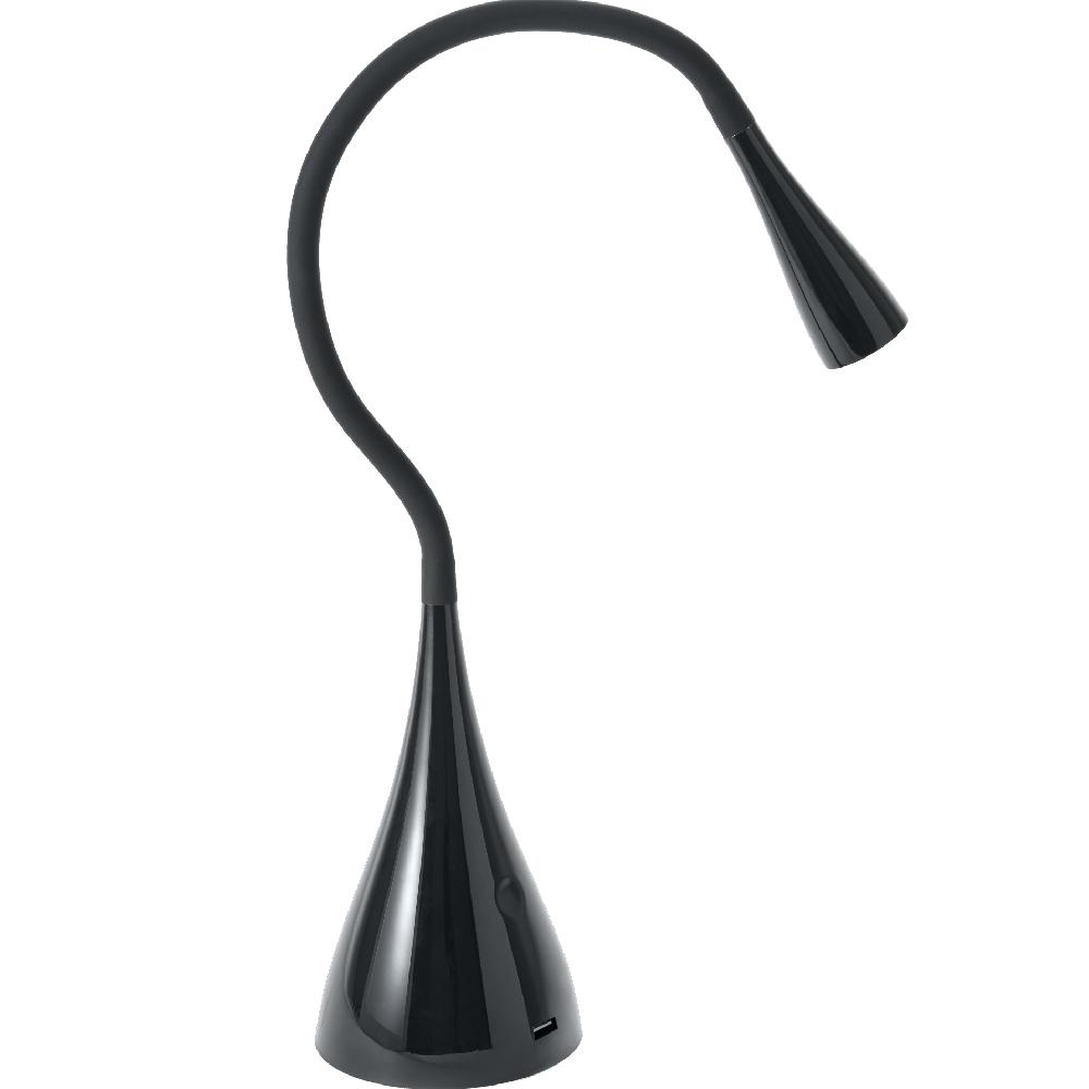 Gooseneck Black LED Desk Lamp with 