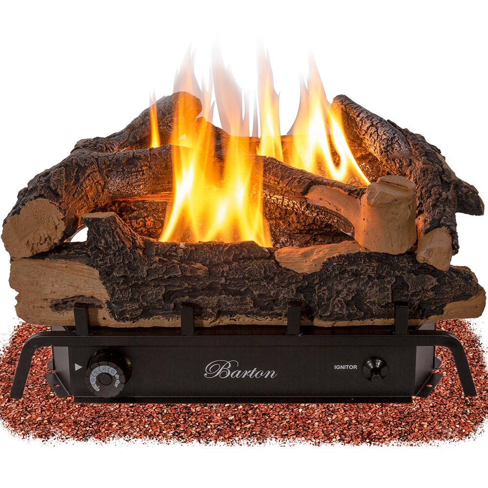 Barton 24 In Vent Free Natural Gas Fireplace Logs Set Rustic 95038 H The Home Depot - Installing Ventless Gas Fireplace Logs Barton 24 In Vent Free Natural Gas Fireplace Logs Set Rustic 95038 H The Home Depot - Installing Ventless Gas Fireplace Logs