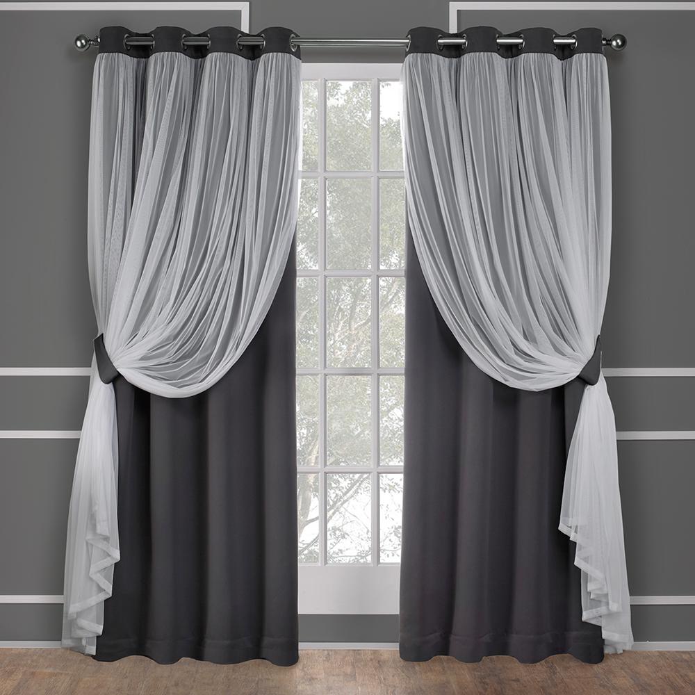 black and gray striped curtains