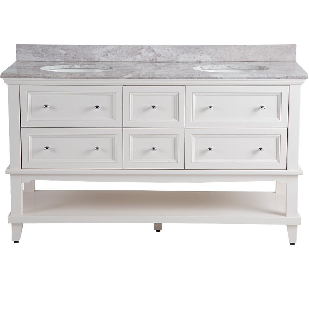Cream Double Sink Bathroom Vanities Bath The Home Depot Teasian