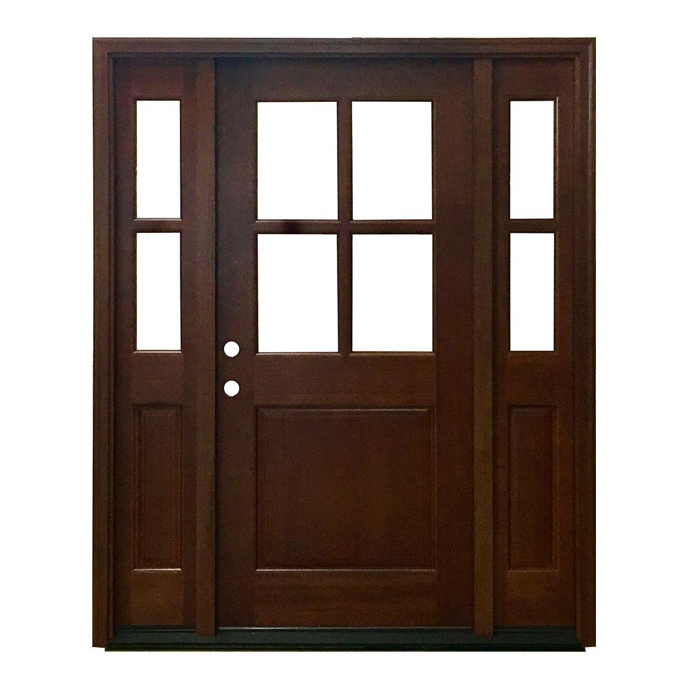 Medium Brown Wood Exterior Prehung Exterior Doors Doors