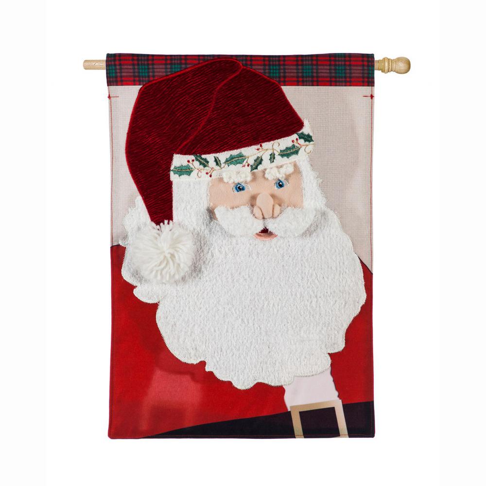 Evergreen 28 in. x 44 in. Santa Claus House Linen Flag13L8664BL The