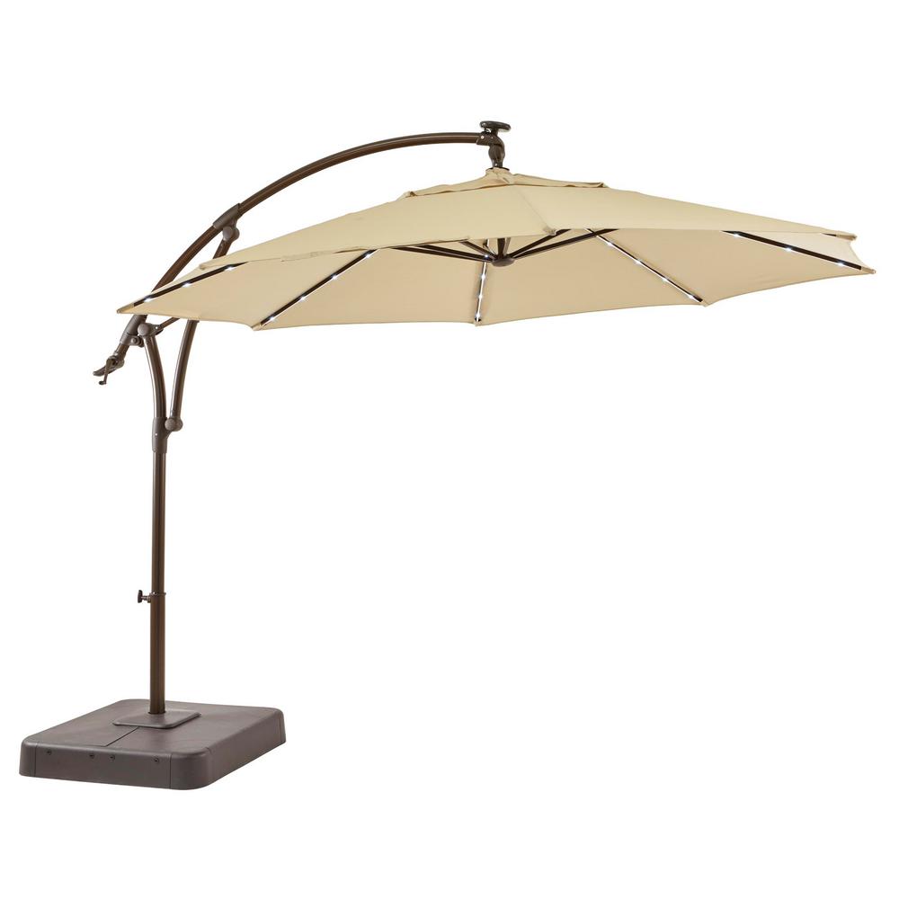 Hampton Bay 11 ft. Aluminum Cantilever Solar LED Offset Outdoor Patio